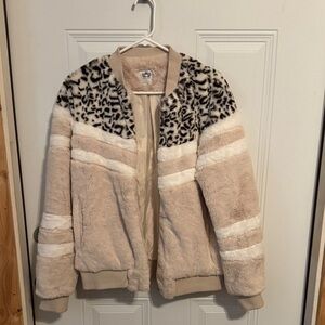Katydid Cream and Black Leopard Teddy Jacket